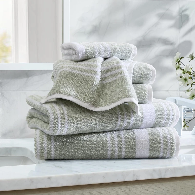 Nautica - Bath Towels, Soft & Absorbent Bathroom Essentials, Oeko-Tex Certified (Windward Green, 6-Piece) - Image 1