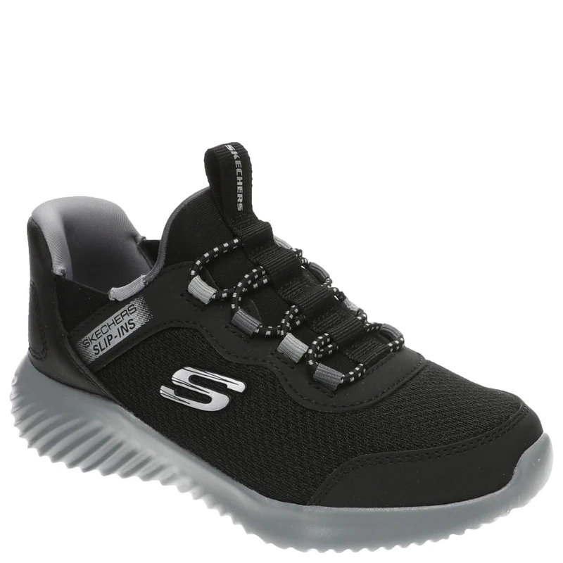 Skechers Boy's Bounder Brisk-Burst Sneaker, Black Synthetic/Textile/Charcoal Trim, 10.5 UK Child