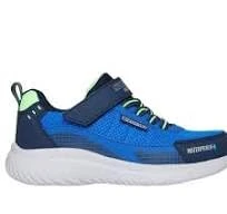 Skechers Boy's Bounder 2.0 Aqua Pace Sneakers, Navy & Blue Synthetic/Textile/Lime Trim, 4 UK Child