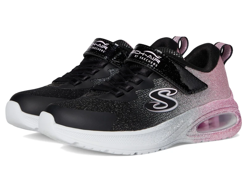 Skechers Girl's Microspec Max Advance Glitz Gala Trainers, Black Synthetic Rose Gold Trim, 9.5 UK Child