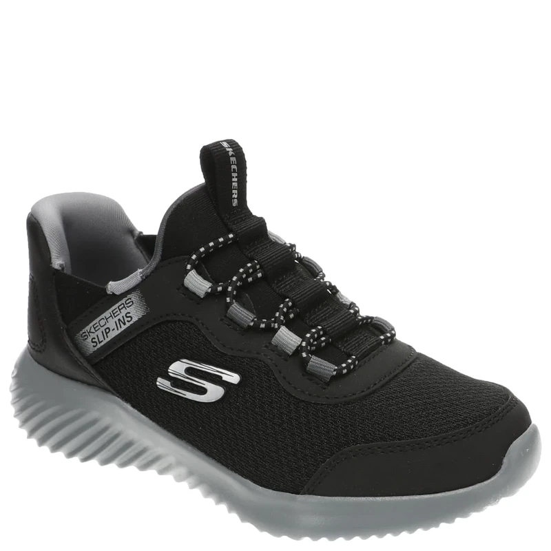 Skechers Boy's Bounder Brisk-Burst Sneaker, Black Synthetic/Textile/Charcoal Trim, 9.5 UK