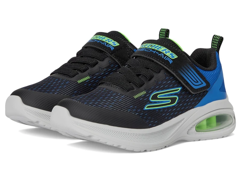 Skechers Boy's Microspec Max Advance Squad-Pacer Sneakers, Black Textile/Synthetic/Blue & Lime Trim, 2.5 UK Child