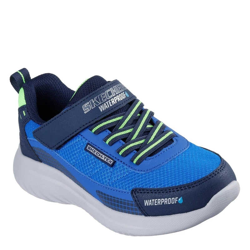 Skechers Boy's Bounder 2.0 Aqua Pace Sneakers, Navy & Blue Synthetic/Textile/Lime Trim, 12 UK Child