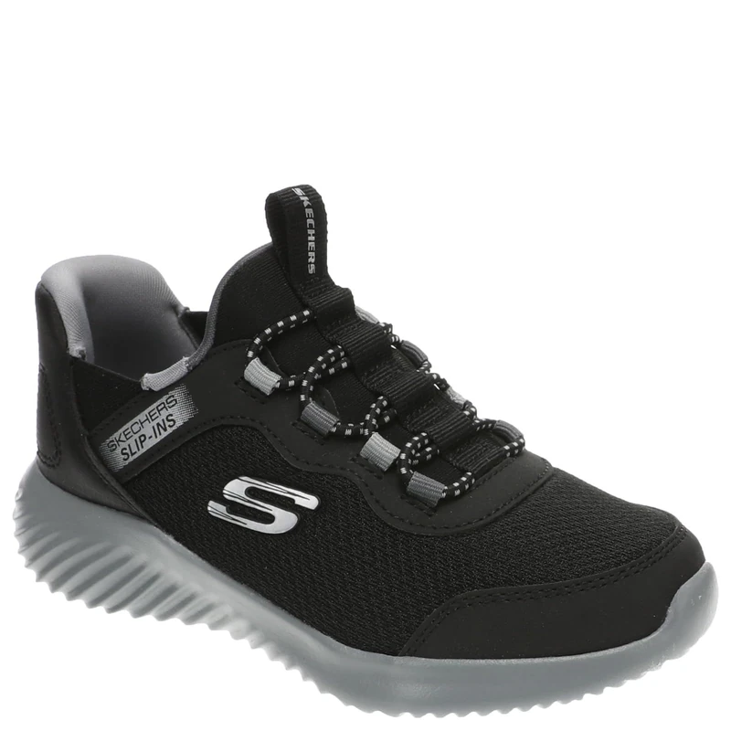 Skechers Boy's Bounder Brisk-Burst Sneaker, Black Synthetic/Textile/Charcoal Trim, 10 UK