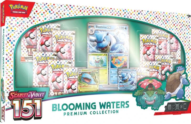 Pokémon TCG: Blooming Waters Premium Collection (4 Foil Promo Cards, 1 Foil Oversize Card & 12 Booster Packs)