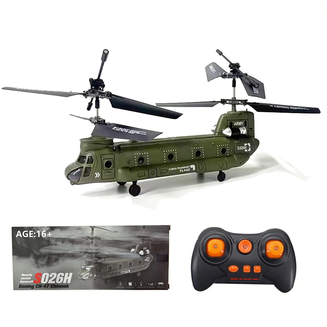 MasterBrickPlay RC Helicopter, S026H Dual-Rotor Transport Aircraft 2.4G RC 3CH Dual-Rotor Military Aerocraft Model with Altitude Hold, Indoor Aircraft Flying Toy for Beginner Adults