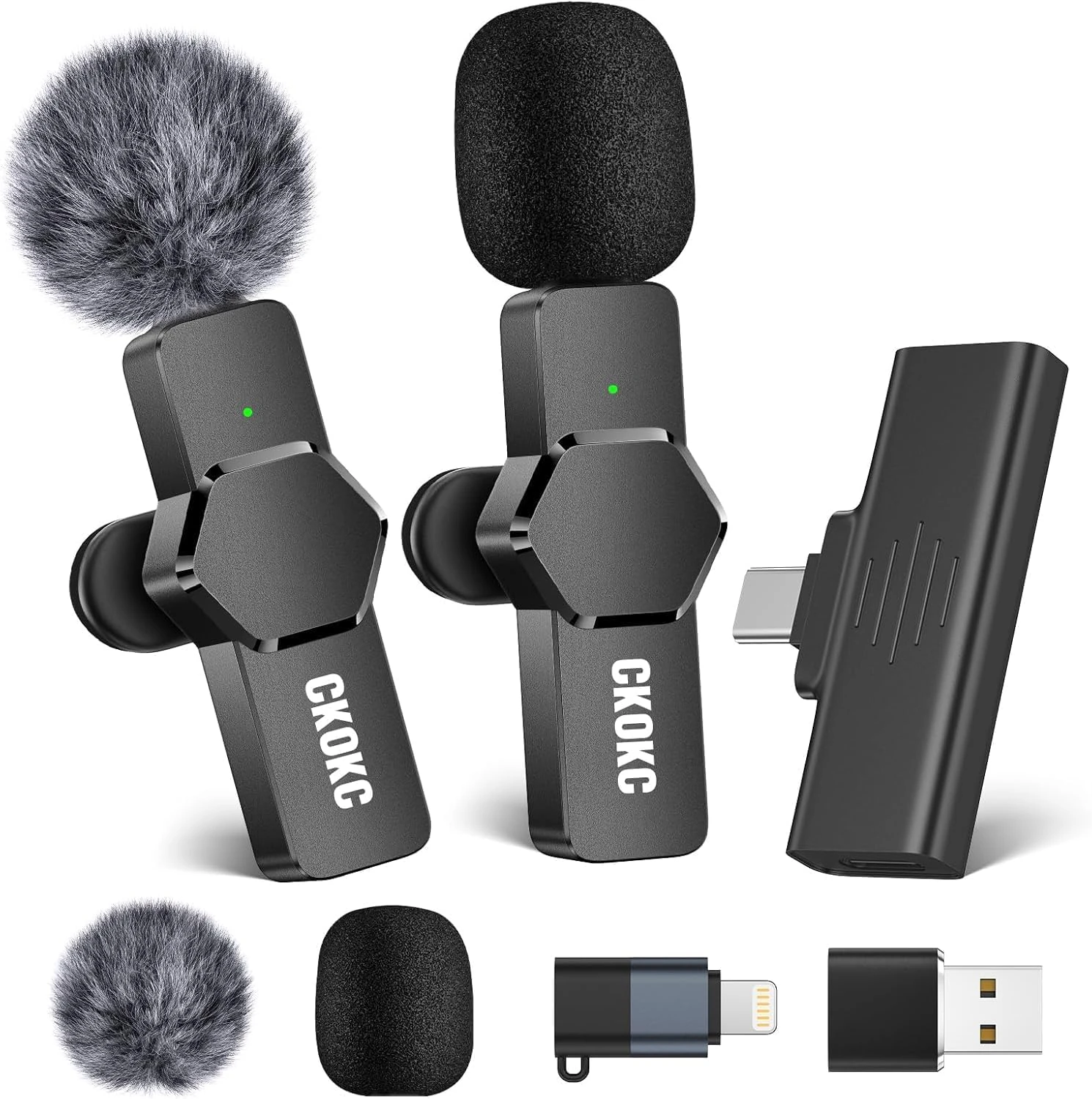 CKOKC Wireless Lavalier Microphone for iPhone - Android Computer, Mini Microphone for Live Streaming, Video Recording, Outdoor or Indoor Interviews, YouTube, TikTok, Vlog