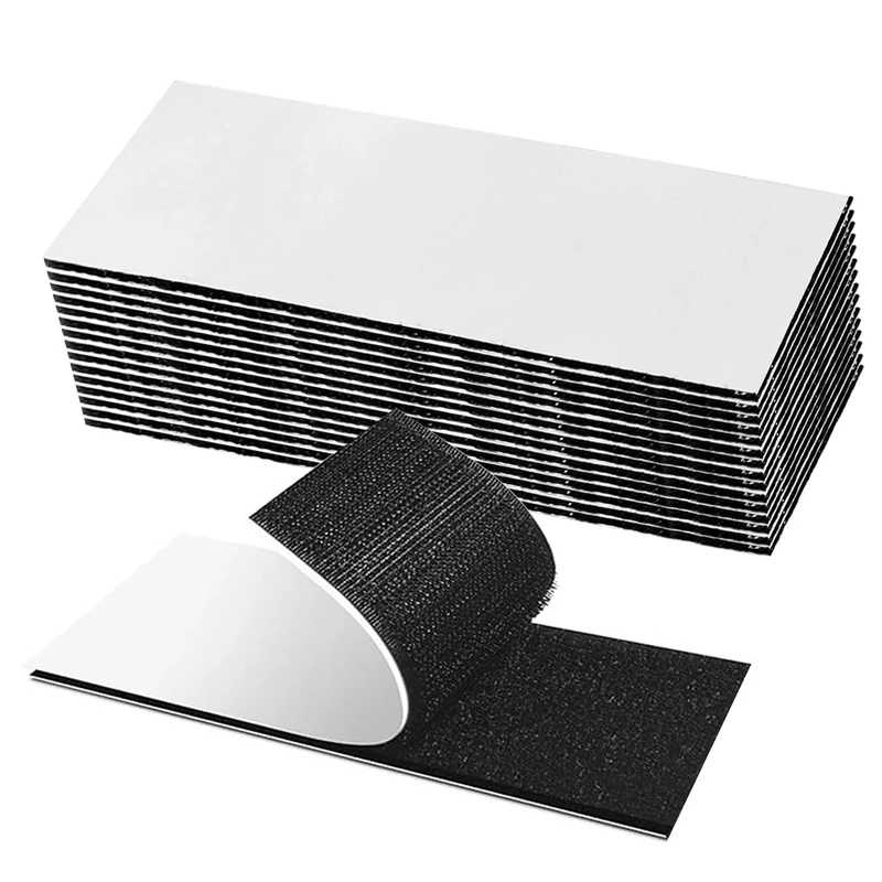 Strong Adhesive Felt (15 Pairs), Extra Strong Self Adhesive Tape, for Fabric, Wall, Door, Metal, Glass, Extra Strong Reusable, 3 x 10 cm, Square Black
