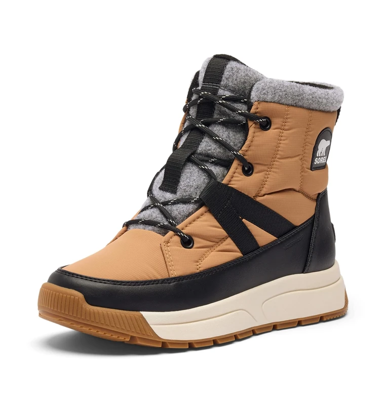 Sorel Women's Whitney 3 Mid Waterproof, Casual Waterproof Winter Boots, Tawny Buff, Black, 8