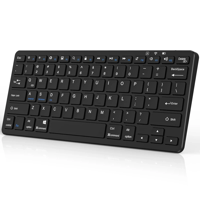 KARFUN Ultra Thin Wireless Keyboard for iPad & Tablet, Compact Bluetooth Mini Keyboard with 30 Day Battery, Portable Travel Keyboard for iPad Pro/Air/Mini, Windows, Android - US Layout (Black)