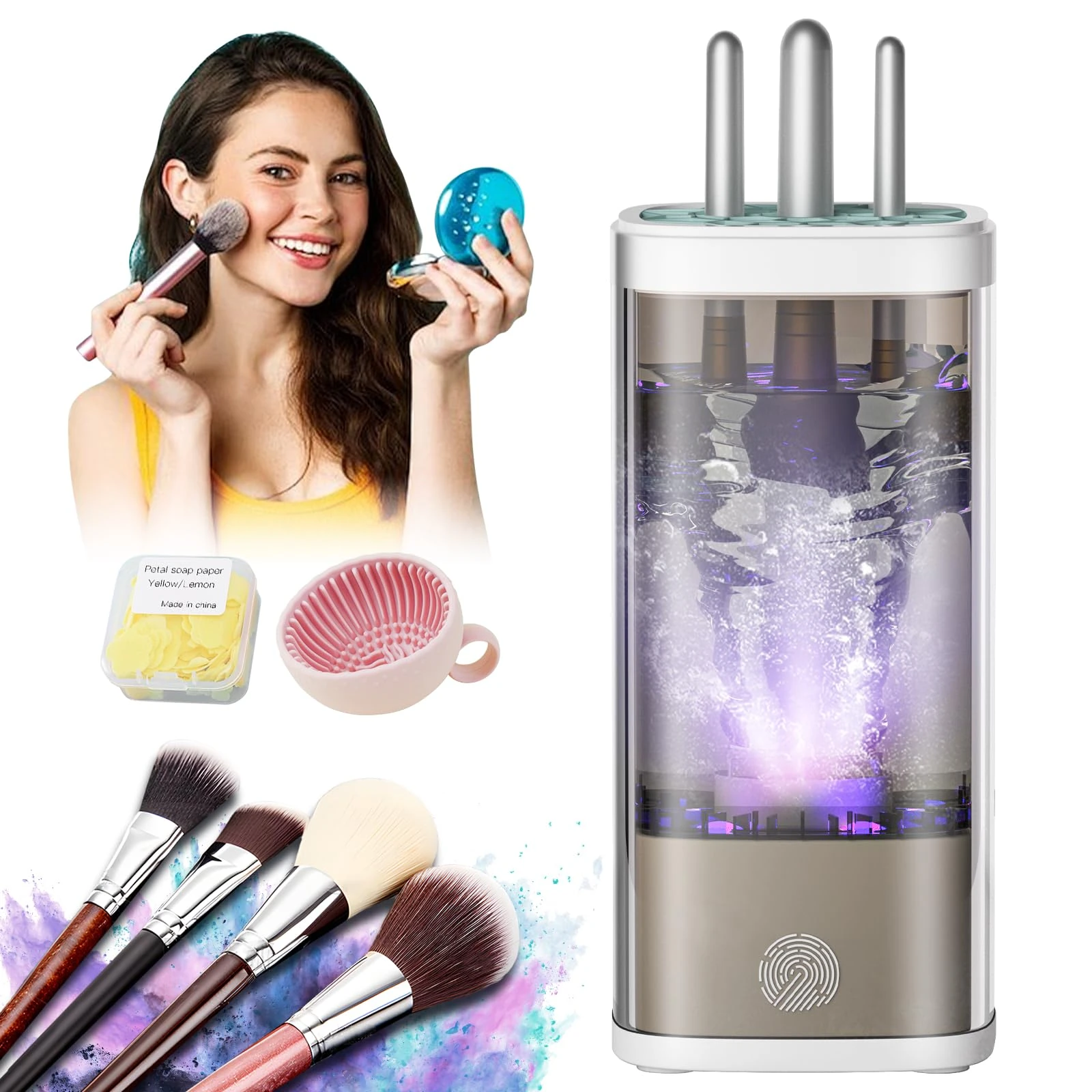 LOZLTX Make Up Brush Cleaner Strongest Clean-UV Lamp +7000RPMMakeup Brushes CleanerPerfect Design-Suitable for All Make Up BrushesMakeup Brush Cleaner