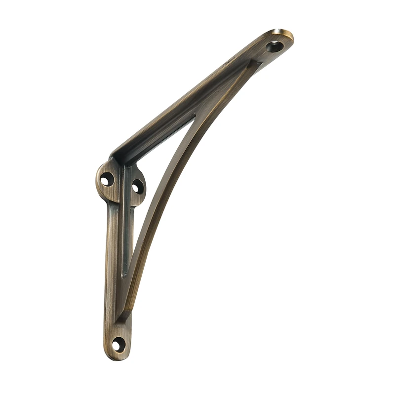 Khtumeware 100% Solid Brass Decorative Shelf Brackets, 8-inch Wall-Mounted Shelving Brackets, 2-Pack Brushed Antique Brass Vintage Metal Shelf Bracket Victorian Wall Bracket.