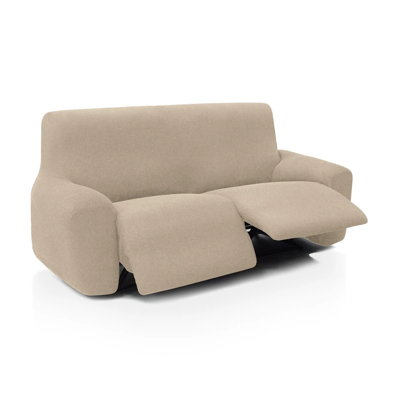 FAVERTI® Elastic Sofa Cover Relax Feet Together Reclining Two Seater Two Feet from 135 to 210 cm | Real Model | Beige | Folding Sofa Cover | Quality Protector Jacquard Fabric Cotton Feel