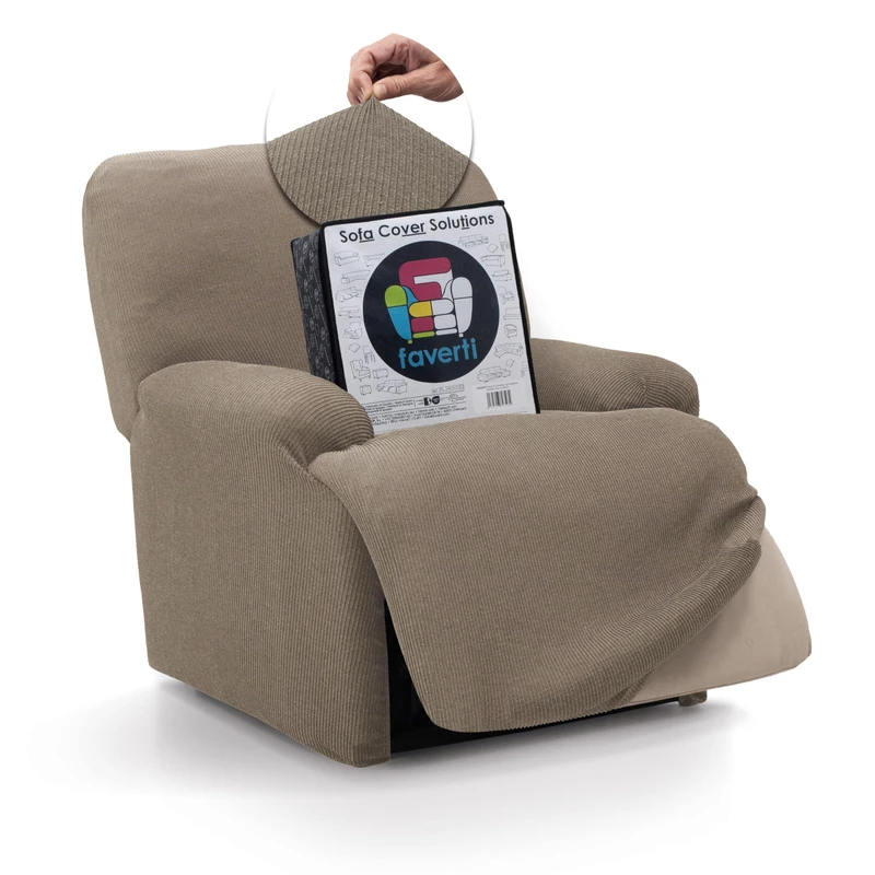 FAVERTI® Elastic Armchair Cover Relax Feet Together Reclining from 70 to 90 cm | Real Model | Linen | Universal Folding Armchair Cover | Quality Protector Jacquard Fabric Cotton Feel - Image 1