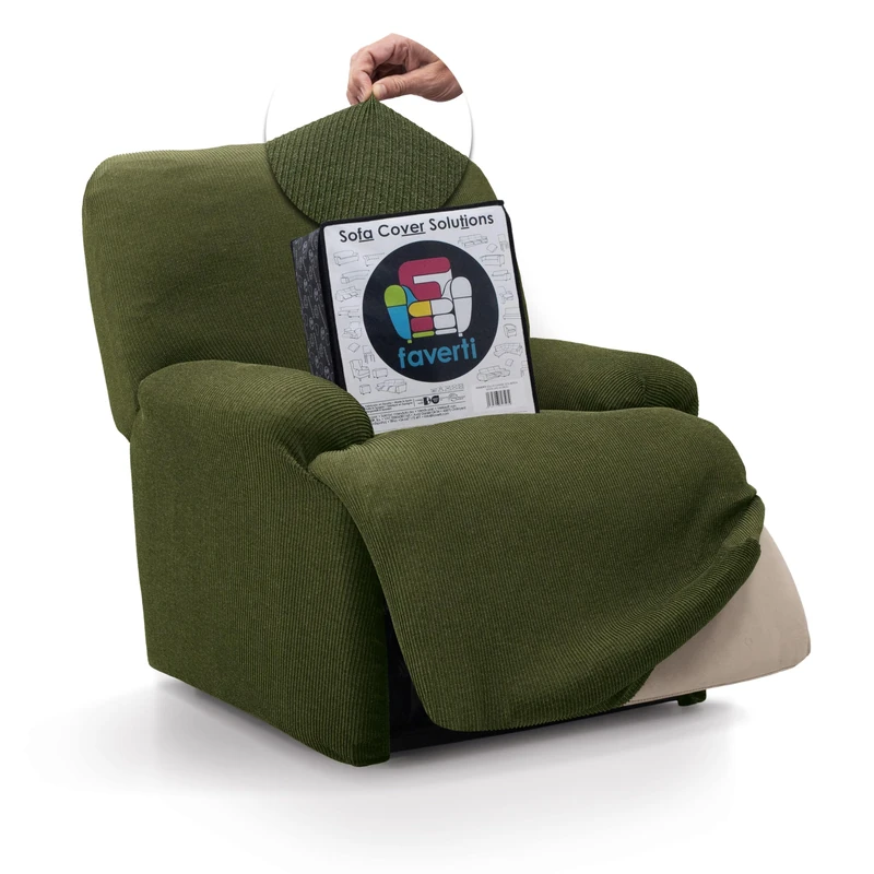 FAVERTI® Elastic Armchair Cover Relax Feet Together Reclining from 70 to 90 cm | Reale Model | Lawn | Universal Folding Armchair Cover | Quality Protector Jacquard Fabric Cotton Feel
