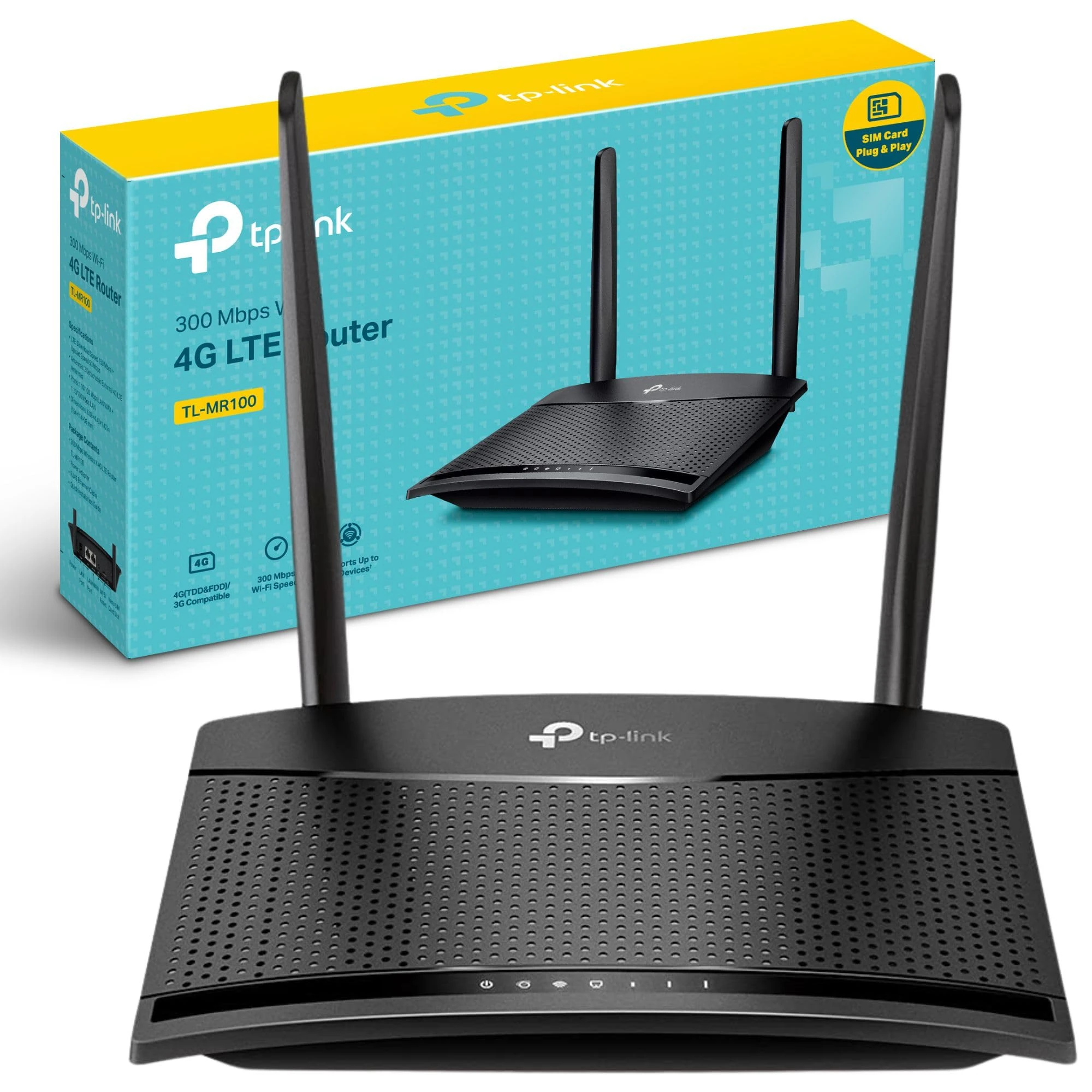 TP-Link TL-MR100 300 Mbps Wireless N 4G LTE Router, Supports Up to 32 Devices, 4G Router With Sim Slot, WiFi Mode, Parental Controls, Guest Network, Encryptions for Secure Network, Easy Setup