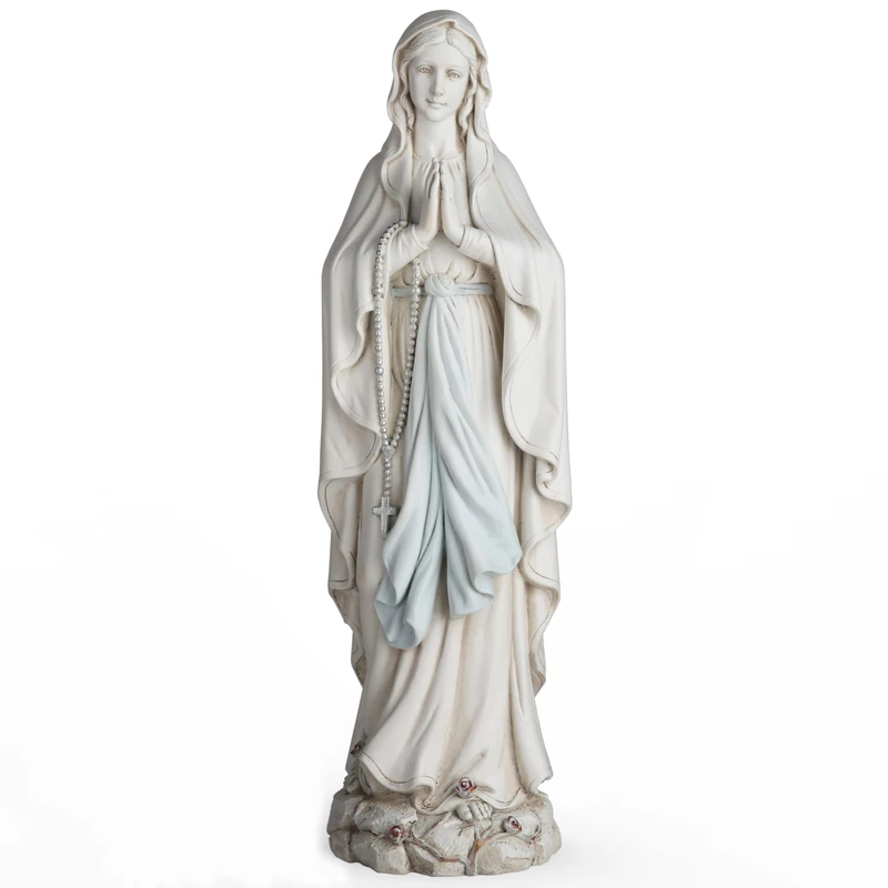 BC Catholic Our Lady of Lourdes Statue, Blessed Virgin Mary Figure, Holy Mother Mary Décor for Indoor Home or Outdoor Yard Patio Lawn Hallway Religious Gift 14.5" H, Handmade by Buildclassic - Image 1