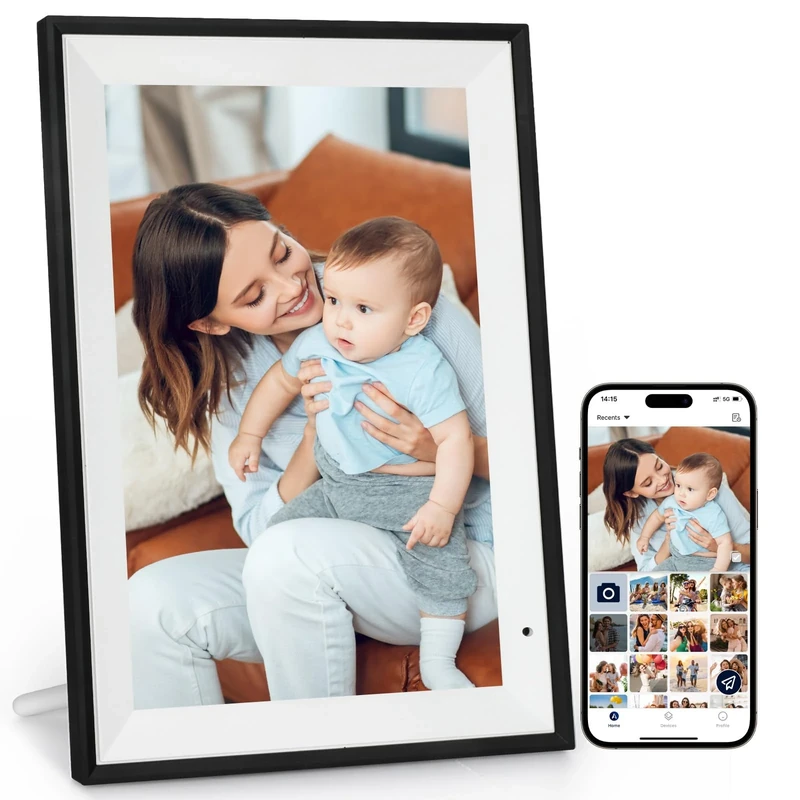 AEEZO 32GB Digital Picture Frame WLAN 10.1 Inches, 1280 x 800 IPS Touchscreen WiFi Digital Picture Frame，Automatic Rotation Electronic Photo Frame,Easy Setup,Share Photos or Videos Everywhere