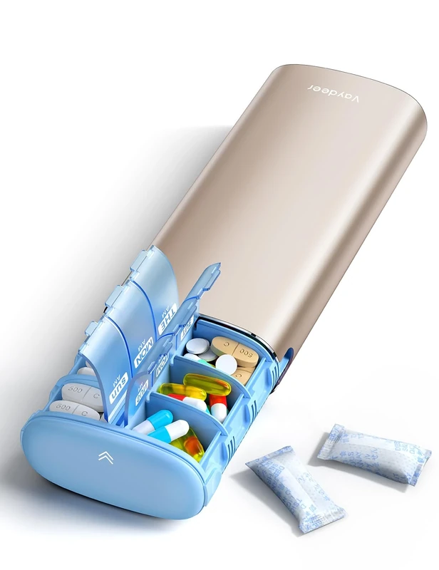 VAYDEER Pill Organiser – Weekly AM/PM Pill Box with Travel Tablets Organiser, Pill Case 7 Day, Slim Medicine Organiser, Moisture-Proof Tablets Box, BPA-Free Travel Case for Daily Medication