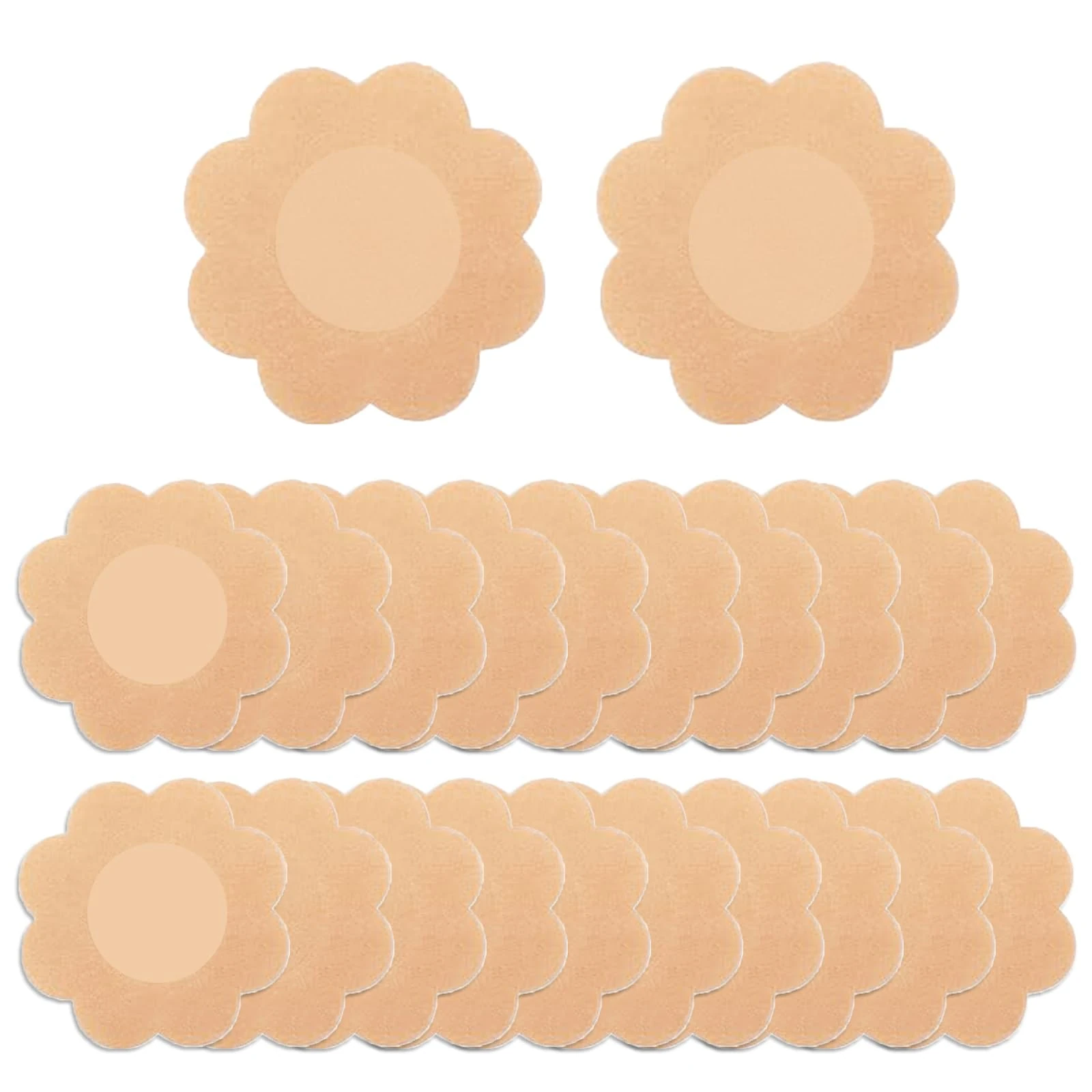 40PCS Nipple Pasties Cover,Nipple Covers Stickers Petals Shape Nipple Covers Invisible,Disposable Invisible Skin Breast Boob Lift Nipplecovers Waterproof Swim Sticky Bra Tape Lingerie for Women Beige