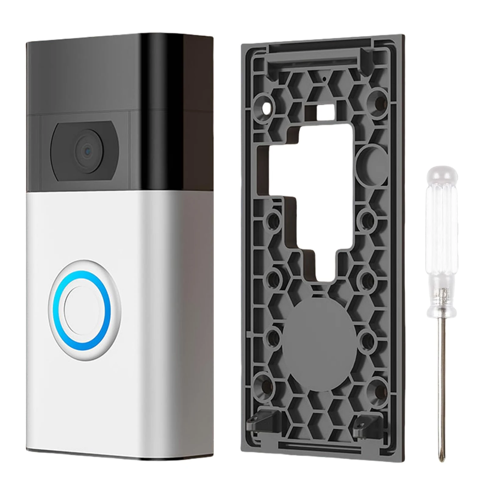 AMFUN No-Drill Doorbell Mount for Video Doorbell (2020 Release), Strong Adhesive Doorbell Holder Mounting Bracket Accessories for Office, Apartment, Home