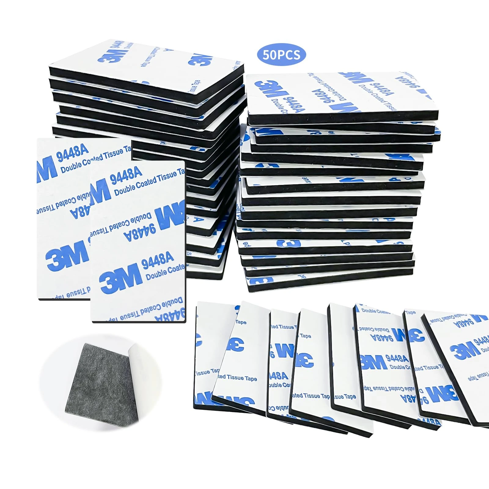 Double Sided Sticky Tape, 50 Pcs Heavy Duty Strong Mounting Adhesive Foam Pads, Number Plate Adhesive Foam Pads 3mm Thickness, Waterproof Rectangle 50mm X 30mm, Double Sided Sticky Pads Heavy Duty