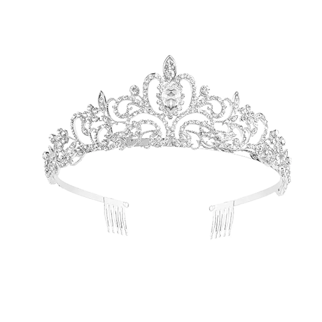 Princess Tiara, Girls Rhinestone Crystal Tiara, Silver Tiara Crown with Comb for Women Girls Wedding Prom Christmas Party Cosplay