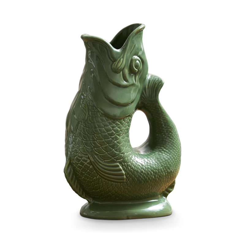 Wade Fish Jug, Handcrafted in Stoke-on-Trent England, Award-Winning Iconic UK Heritage Brand, English Earthenware, 1.2L, Forest Green, WA967803GRN