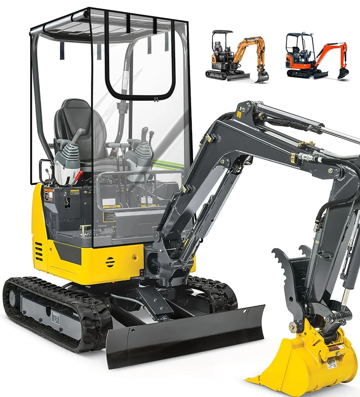 SKYJDM Mini Excavator Cover, Transparent Excavator Cab Enclosure with 600D Oxford-Fabric & PVC Film Compatible with Bobcat E20/Kubota U17 for 1760-3530 lbs, Waterproof UV Rain Protection - Image 1