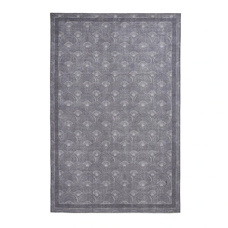 Think Rugs Catherine Lansfield Deco Peacock Washable Rug, Grey