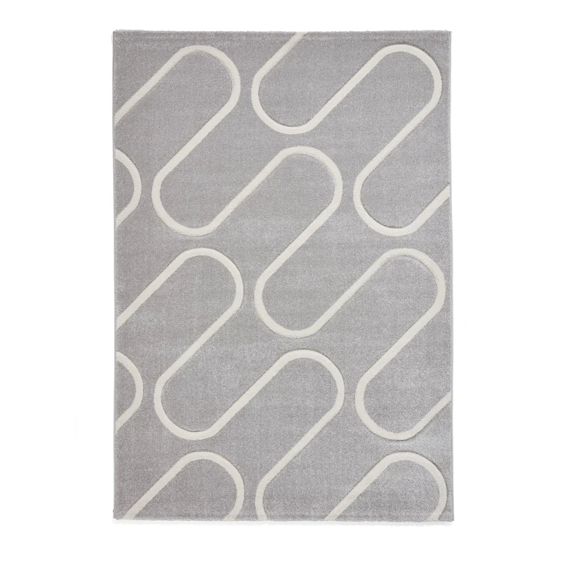 Think Rugs Catherine Lansfield Linear Curve Modern Geometric Rug, Grey