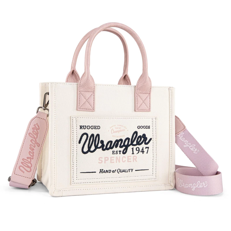 Montana West Wrangler Tote Bag for Women Retro Canvas Top Handle Purses and Handbags, Light Pink, One Size - Image 1