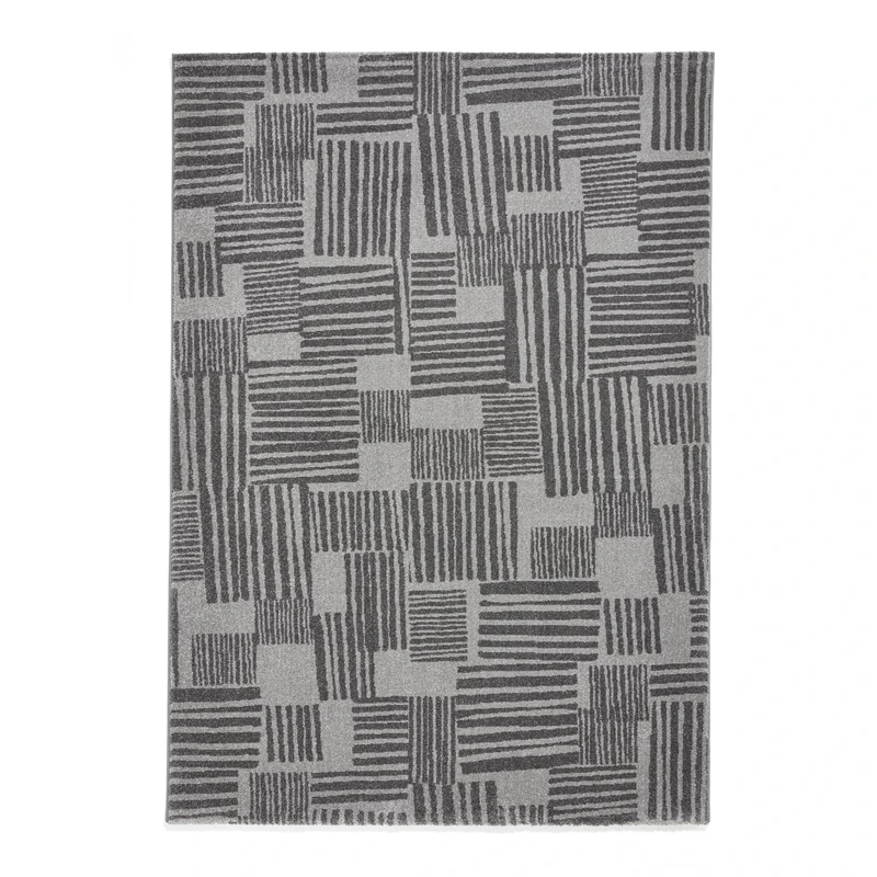 Think Rugs Catherine Lansfield Blocks Modern Abstract Rug, Dark Grey/Grey