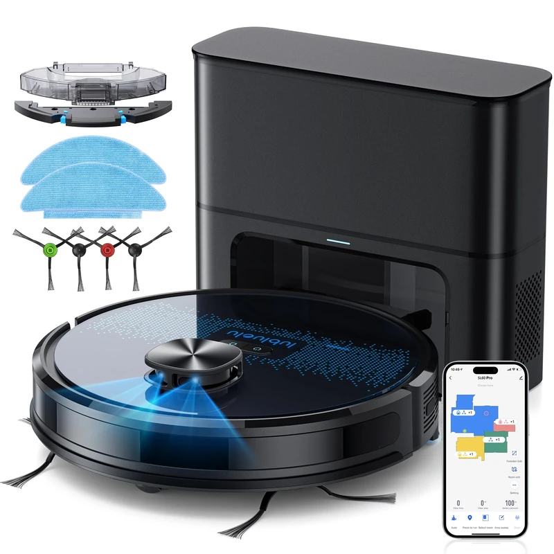 Lubluelu Robot Vacuum Cleaner with Mop,4000Pa Robot Vacuum with 2.5L Self Emptying Station,Lidar Navigation,Wifi/App/Alexa,Carpet Boost,Self-Charging,3 in 1 Robotic for Pet Hair Hard Floor (Black)