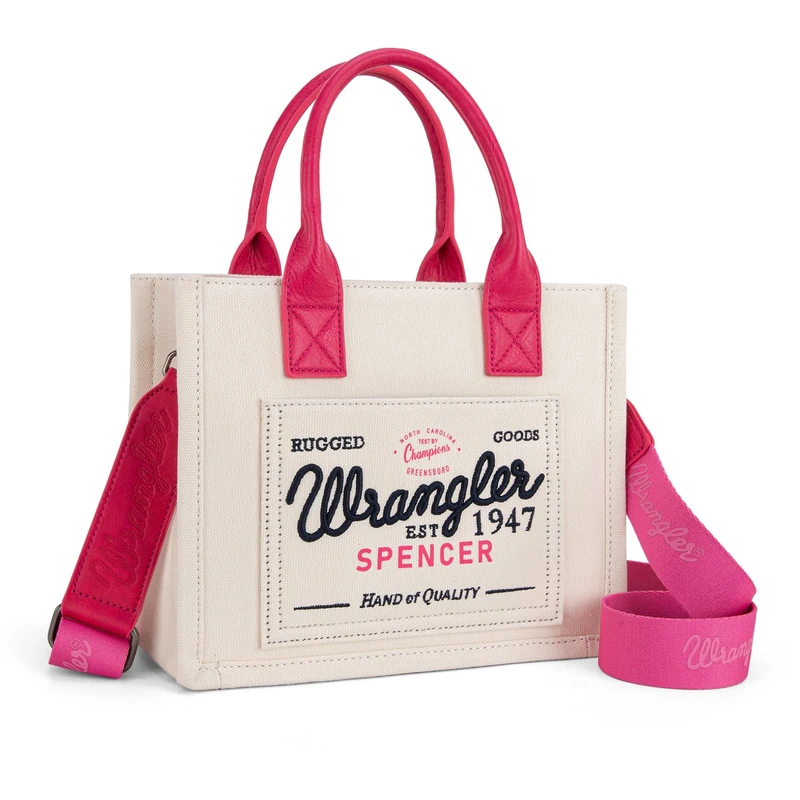 Montana West Wrangler Tote Bag for Women Retro Canvas Top Handle Purses and Handbags, Hot Pink, One Size