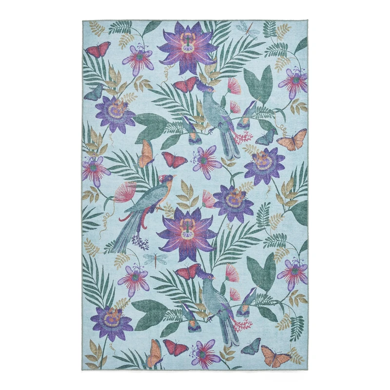 Think Rugs Catherine Lansfield Amaya Tropical Birds Washable Rug, Purple