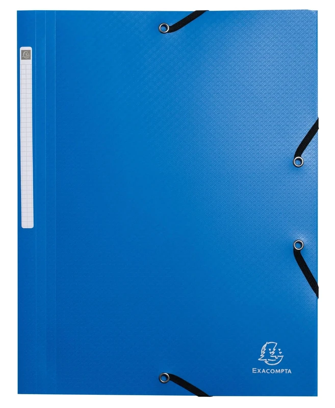 Exacompta - Ref 55702E - Carton of 50 Opak Elastic folders - 3 Flap Pockets - Made of Recycled Polypropylene - Size 24 x 32 cm for A4 documents - Light Blue