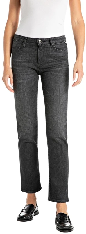 Replay Zolie Women's Straight Leg High Waist Jeans, 099 Black Delavè, 26W x 30L