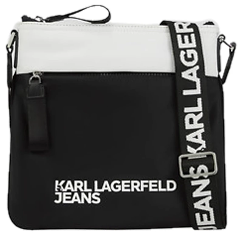 KARL LAGERFELD JEANS Men Essential Nylon Flat Crossbody White/Black One size
