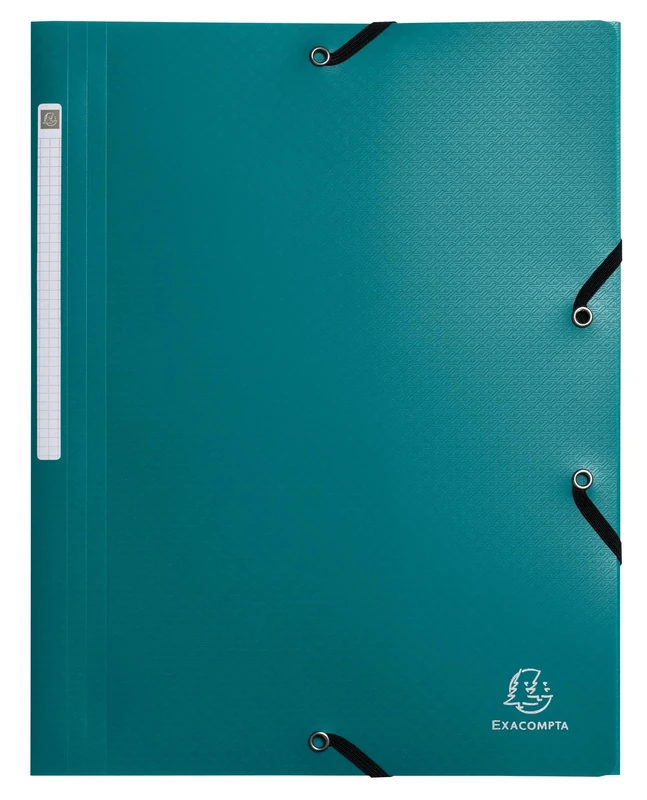 Exacompta - Ref 55703E - Carton of 50 Opak Elastic folders - 3 Flap Pockets - Made of Recycled Polypropylene - Size 24 x 32 cm for A4 documents - Green