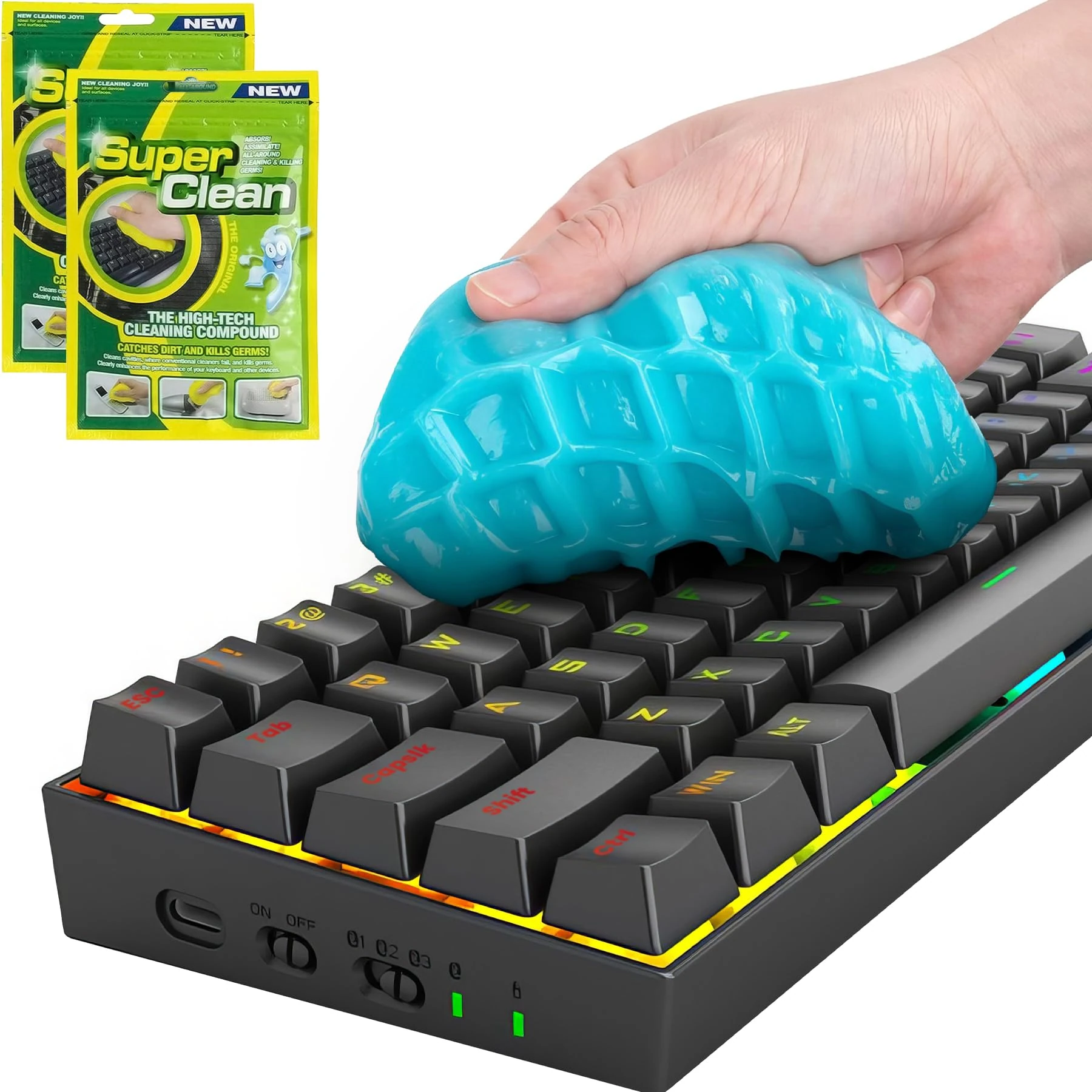 ULTRICS Keyboard Cleaner, (2 Pack) Dust Cleaning Gel Putty Slime, Dirt Remover Kit for PC Computer Laptop Car Interiors Air Vents Dashboard Camera Remote Control Mobile Phone Printer Electronics