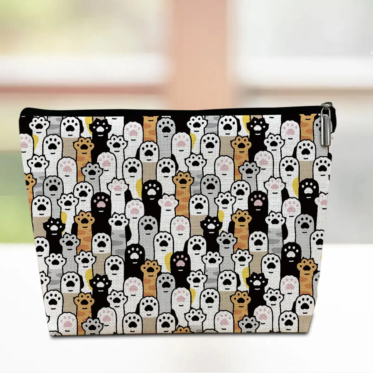 Cat Makeup Bag Travel Pouch,Cute Cats Stuff Cosmetic Travel Makeup Pouch Toiletry Bag, Cat Themed Gifts for Women, LCS Cute Paw, 9 x 7 inches, Fashion