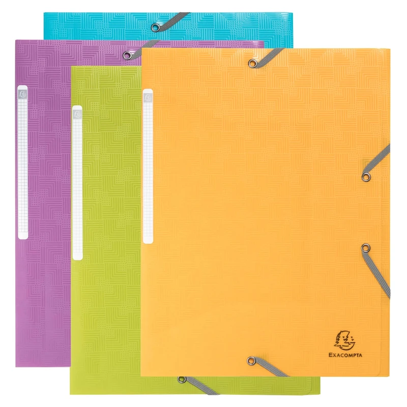 Exacompta - Ref 55990E - Pop'NCo Folder with Elastic Band - 3 Flap Pockets - Made of Recycled Polypropylene - Size 24 x 32 cm for A4 documents - Assorted Colours