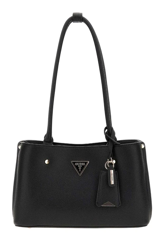 GUESS Women Meridian Shoulder Satchel Hand Bag, Black, One Size