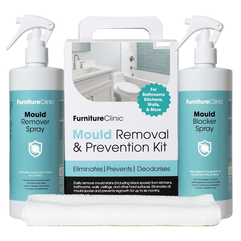 Furniture Clinic Mould Removal & Prevention Kit - Mould Remover Spray for Cleaning of Bathroom Walls, Shower Tiles, Ceilings - With Anti Mould Spray for Mould Spore Removal and Prevention of Regrowth