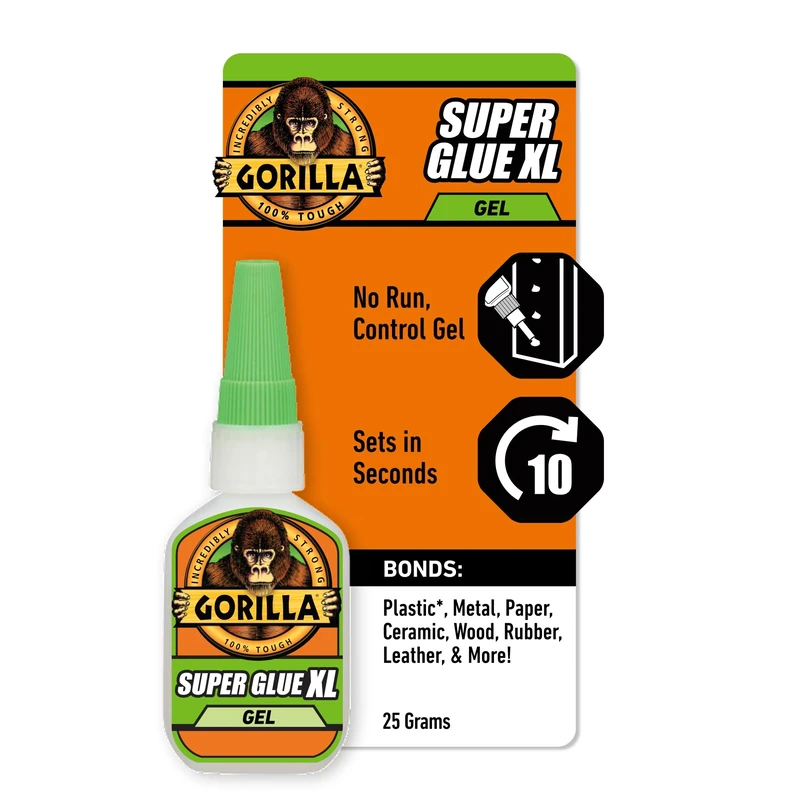Gorilla Super Glue Gel XL, 25g – All Purpose, Fast Setting & Thicker, More Controlled Formula, Ideal for Metal, Ceramics, Leather & More