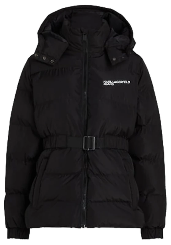 KARL LAGERFELD JEANS, Women's, Belted Puffer, Regular Fit, Black, XL