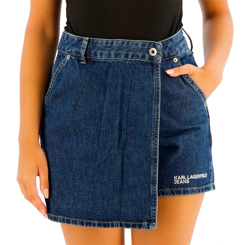 KARL LAGERFELD JEANS, Women's, Denim Skort, Regular Fit, Washed Dark Blue, Xs