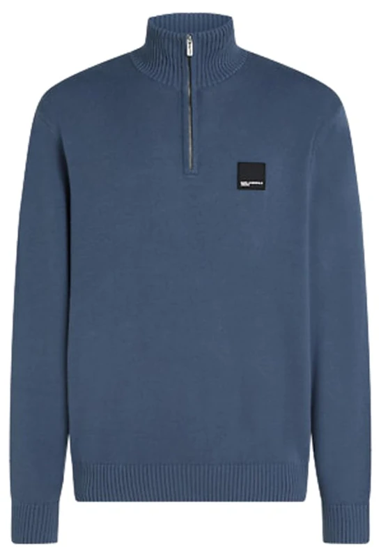 KARL LAGERFELD JEANS, Men's, Regular Half-Zip Sweater, Regular Fit, Blue, M