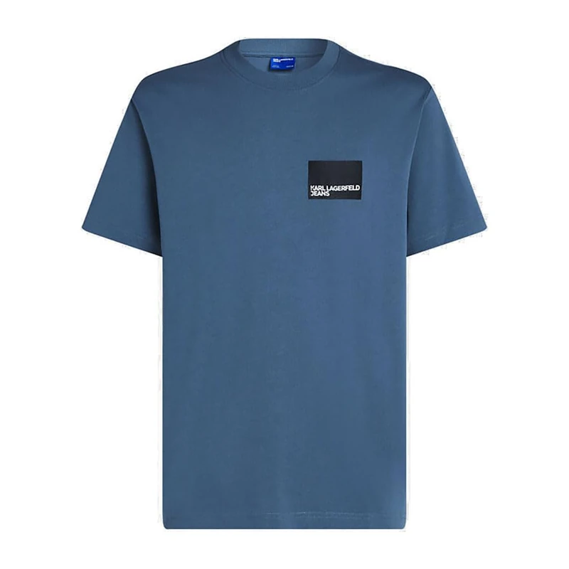 KARL LAGERFELD JEANS, Men's, Regular Short Sleeve Box Logo Tee, Regular Fit, Blue, XL